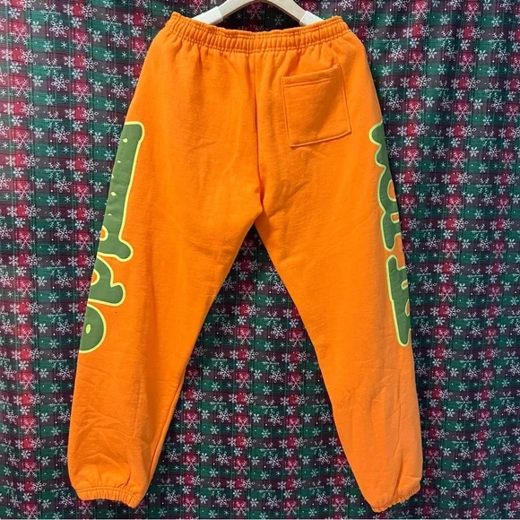 SpSder Bubble Green Lettering Print OrangeSweatpants